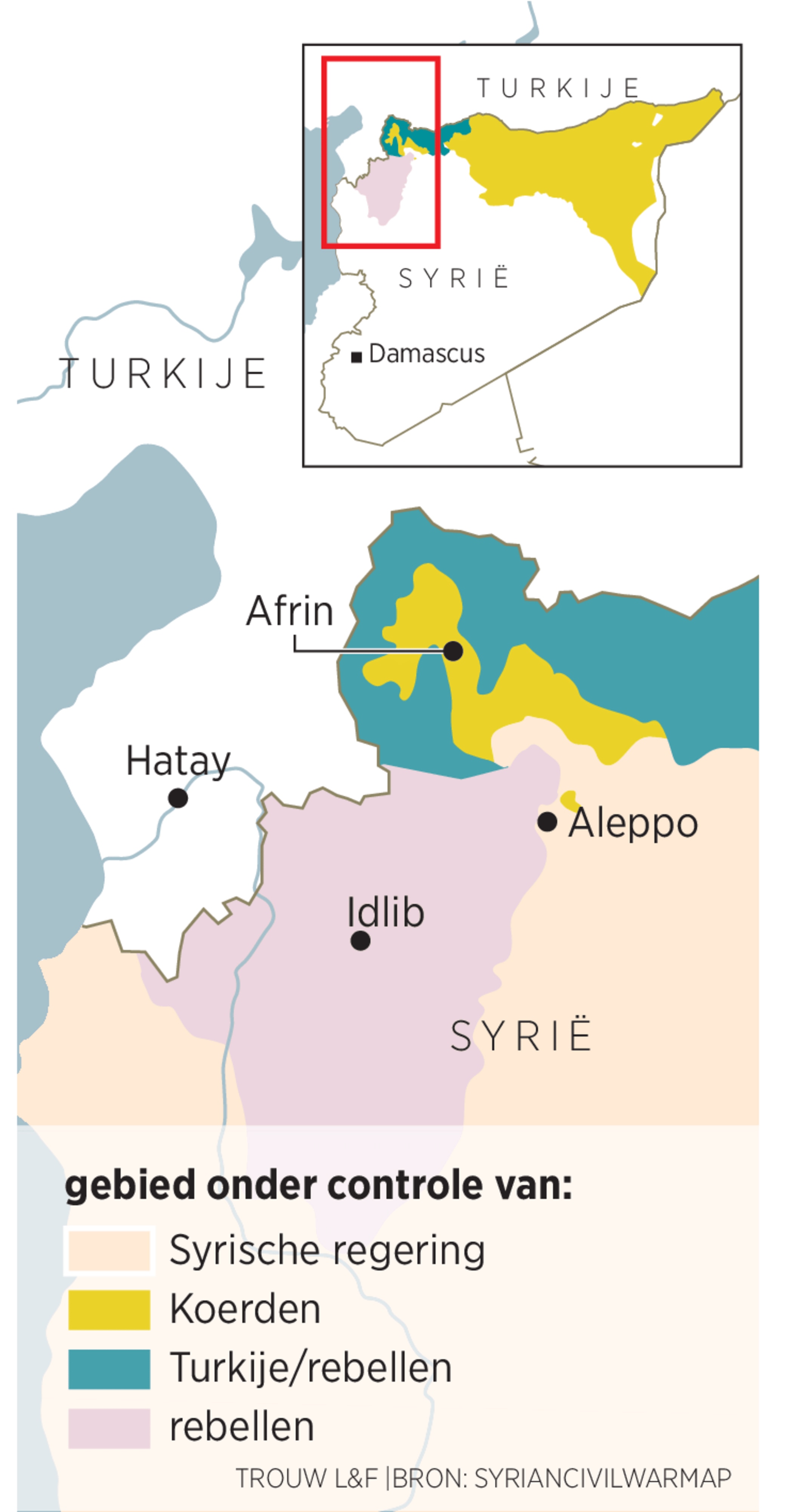 Turkije houdt het Koerdische Afrin in een wurggreep