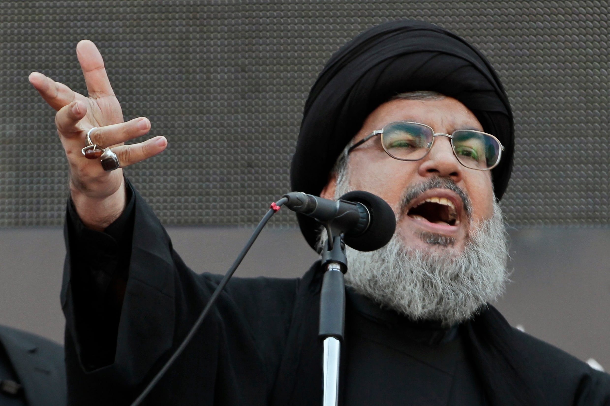 Hezbollah-leider Hassan Nasrallah in 2013.