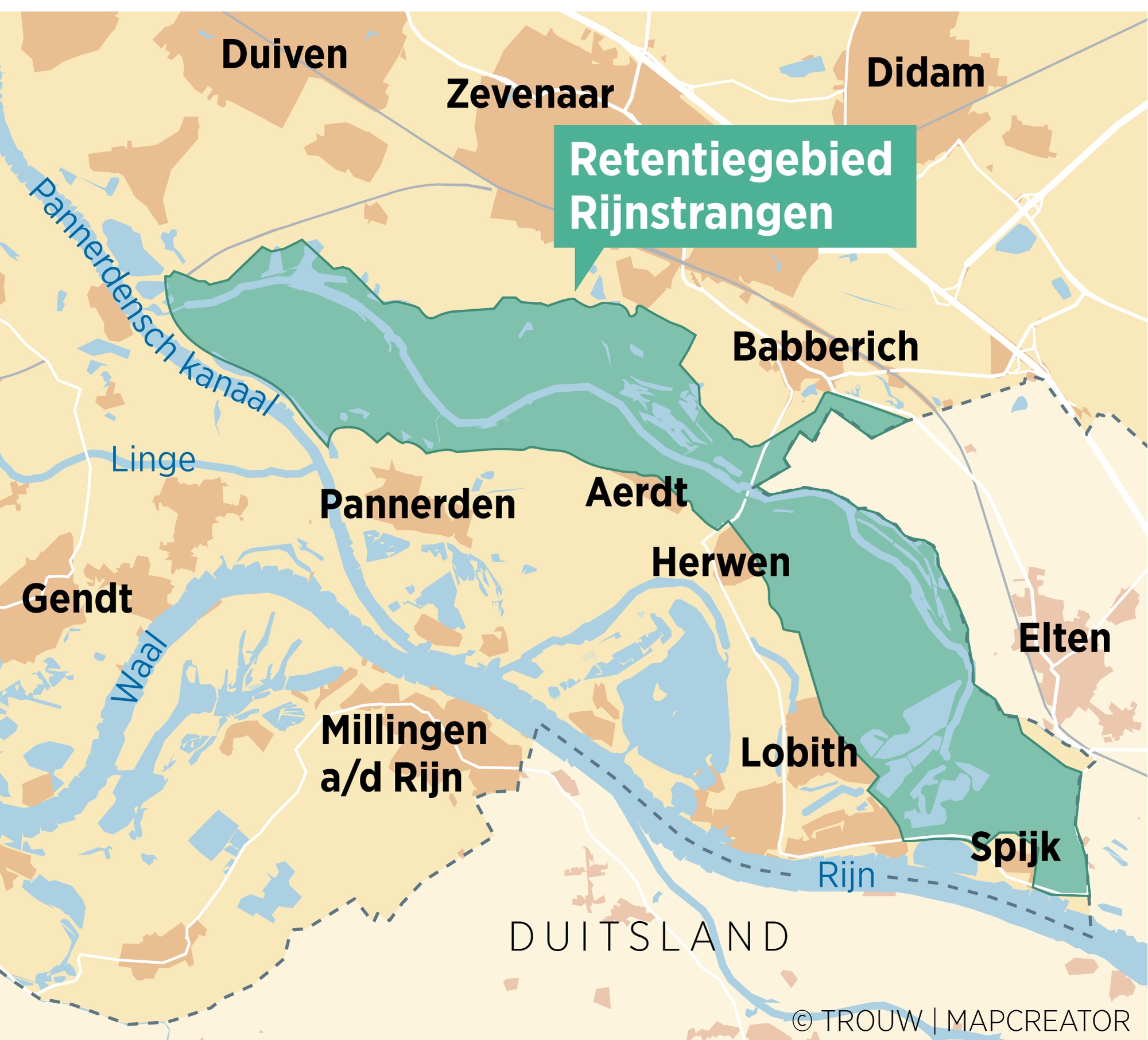 Waar is het water welkom als de Rijn uit de voegen barst? | Trouw