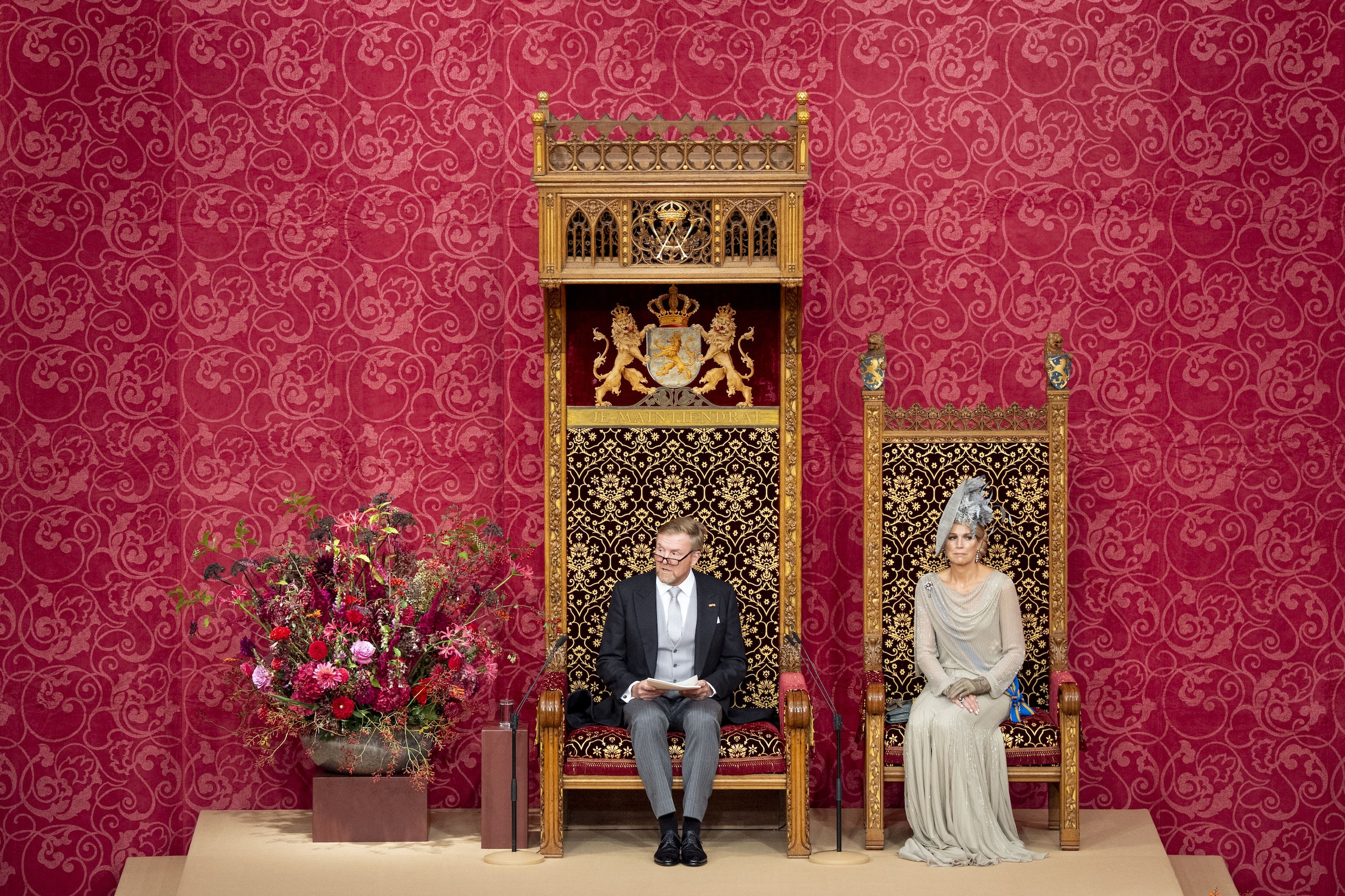 Koning Willem-Alexander en koningin Maxima tijdens de Troonrede.