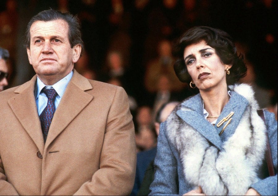Jorge Zorreguieta en zijn vrouw Maria del Carmen Cerruti, ouders van prinses Máxima, bij een ceremonie in Buenos Aires, op 4 augustus 1979.